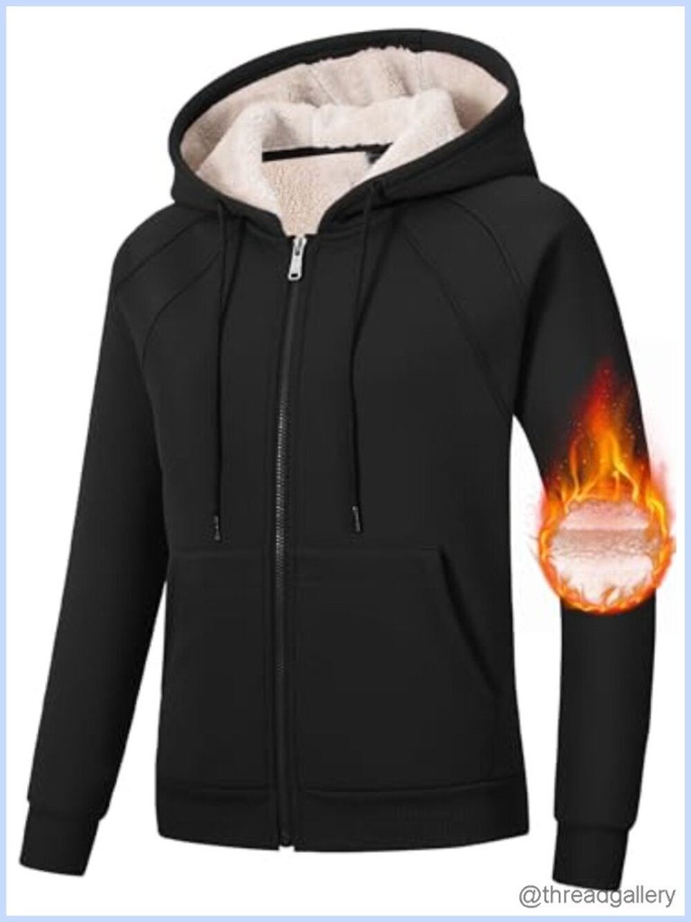 Fleece Lined Zip Up Hoodie Women Winter Coat with Pockets